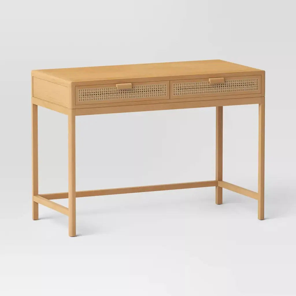 Better Homes & Gardens Springwood Caning Desk, Light Honey Finish