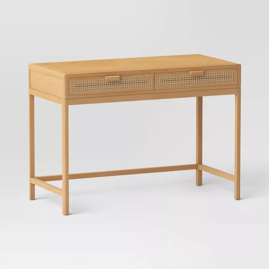 Better Homes & Gardens Springwood Caning Desk, Light Honey Finish