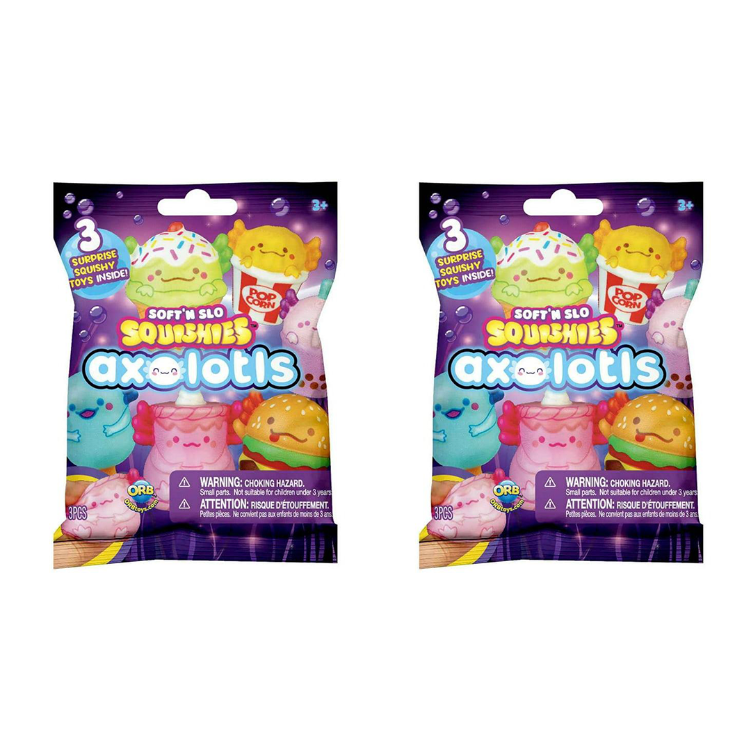 ORB Soft N Slo Squishies Axolotls 2 Mystery Packs W/ 3 Squishies Toys Per Pack