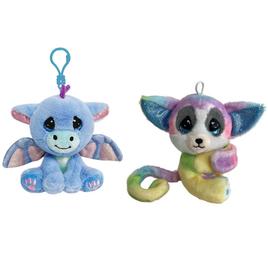 Cutie Pet-tudies Collection: Mila Bush Baby, Stretch Giraffe Plush & Dollibu Pink Unicorn Plush Keychain