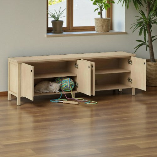 Livingstone Planked TV Stand for TVs up to 69" Natural - Threshold - Yalz Store