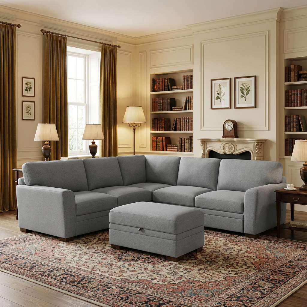 Langdon Fabric Sectional – L-Shaped Modular Sofa with Hidden Storage & Plush Seating - Yalz Store