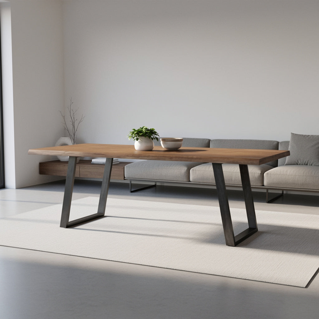 76-Inch Live Edge Solid Mahogany Dining Table – Two-Tone Natural Wood Finish | Corson - Yalz Store