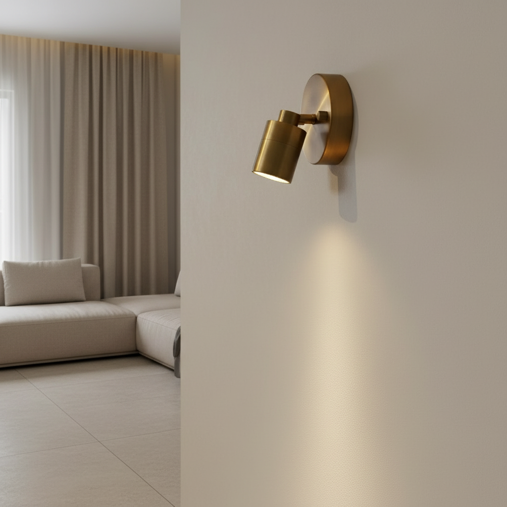 Shura Brushed Brass Integrated LED Spot Light – Adjustable & Rotatable Ceiling Fixture, 3000K Warm White, 490 Lumens - Yalz Store