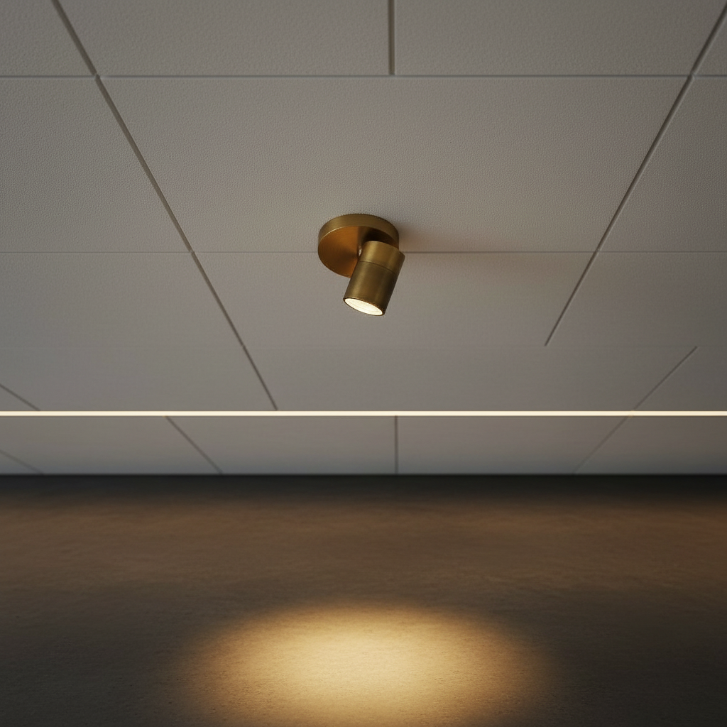 Shura Brushed Brass Integrated LED Spot Light – Adjustable & Rotatable Ceiling Fixture, 3000K Warm White, 490 Lumens - Yalz Store