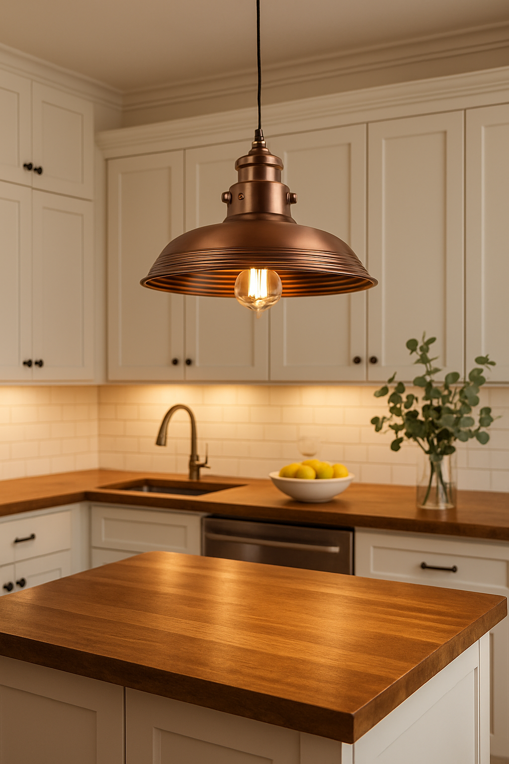 11" Adjustable Iron Industrial Rustic LED Pendant Light with Copper Finish – Dimmable LED Bulb, Medium Base, Modern Kitchen & Foyer Lighting - Yalz Store