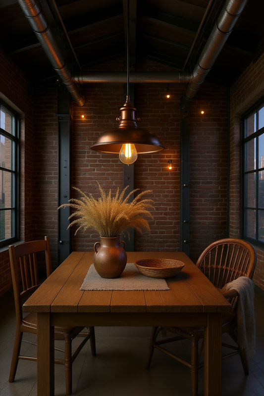 11" Adjustable Iron Industrial Rustic LED Pendant Light with Copper Finish – Dimmable LED Bulb, Medium Base, Modern Kitchen & Foyer Lighting - Yalz Store