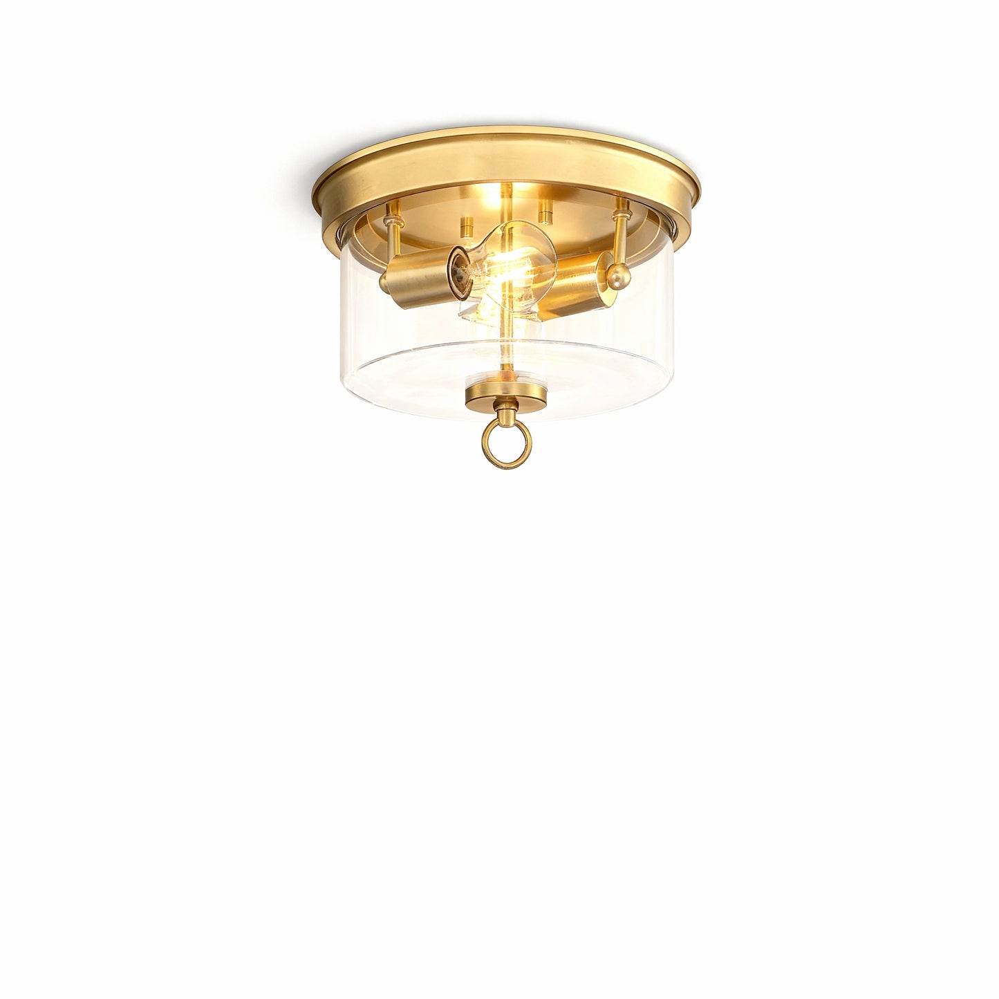 Westinghouse 6128600 Lebanon Transitional 12 Inch, Two Light Flush Mount Ceiling Fixture, Champagne Brass Finish, Clear Glass - Yalz Store