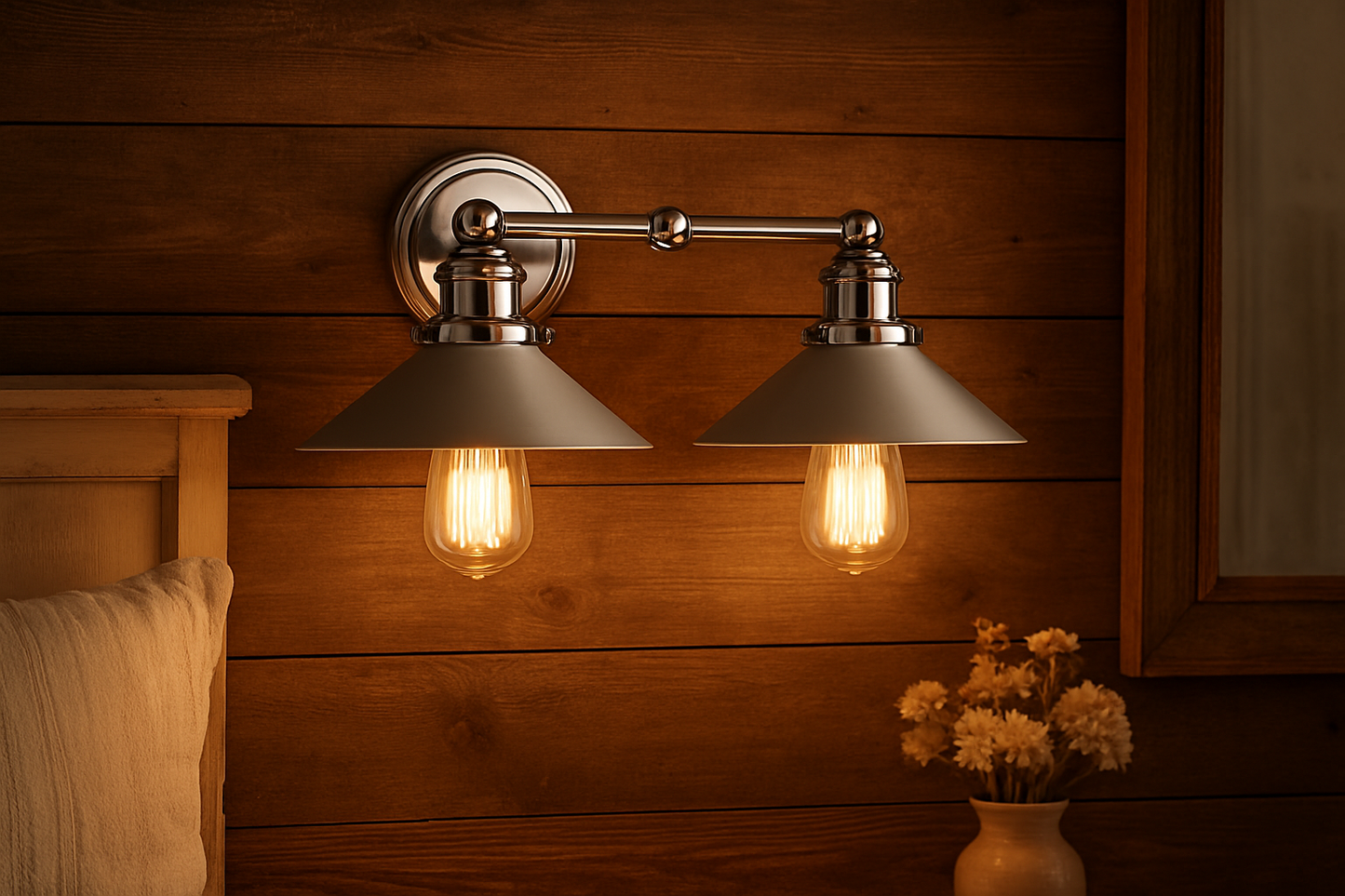 JONATHAN Y JYL7424A June 17.5" 2-Light Metal Shade Farmhouse Sconce Contemporary Transitional 2200K Edison 25W Bulbs Included for Bedroom Living Room Bathroom, Vanity Lighting, Chrome - Yalz Store