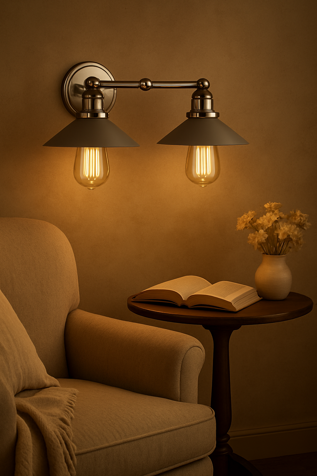 JONATHAN Y JYL7424A June 17.5" 2-Light Metal Shade Farmhouse Sconce Contemporary Transitional 2200K Edison 25W Bulbs Included for Bedroom Living Room Bathroom, Vanity Lighting, Chrome - Yalz Store