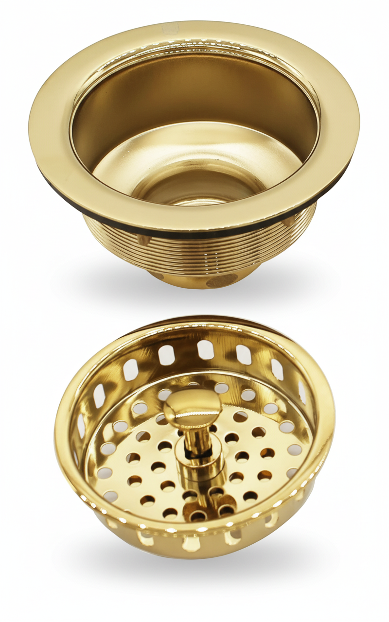 Westbrass D214-01 3-1/2" Post Style Large Kitchen Sink Basket Strainer, 1-Pack, Polished Brass - Yalz Store