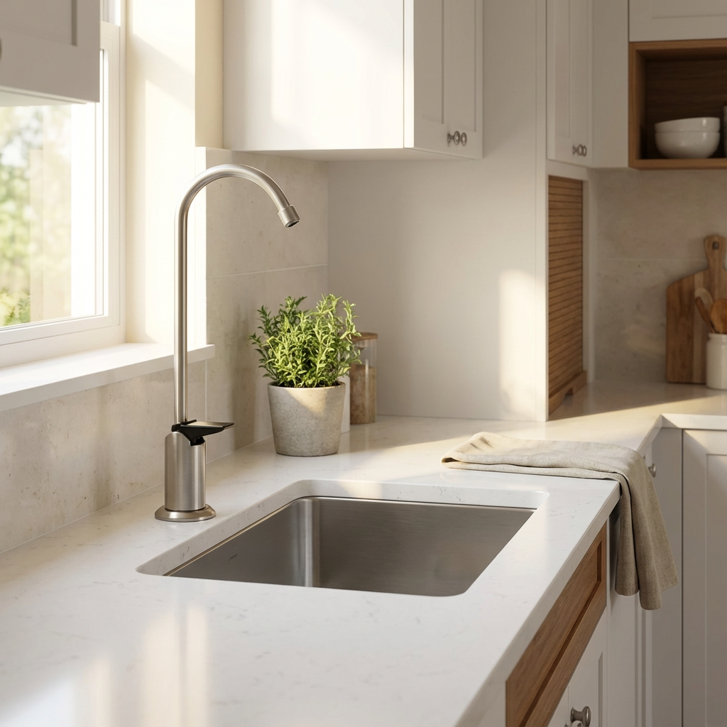 Westbrass D2031-NL-07 8" Touch-Flo Style Pure Cold Water Dispenser Faucet, 1-Pack, Satin Nickel - Yalz Store