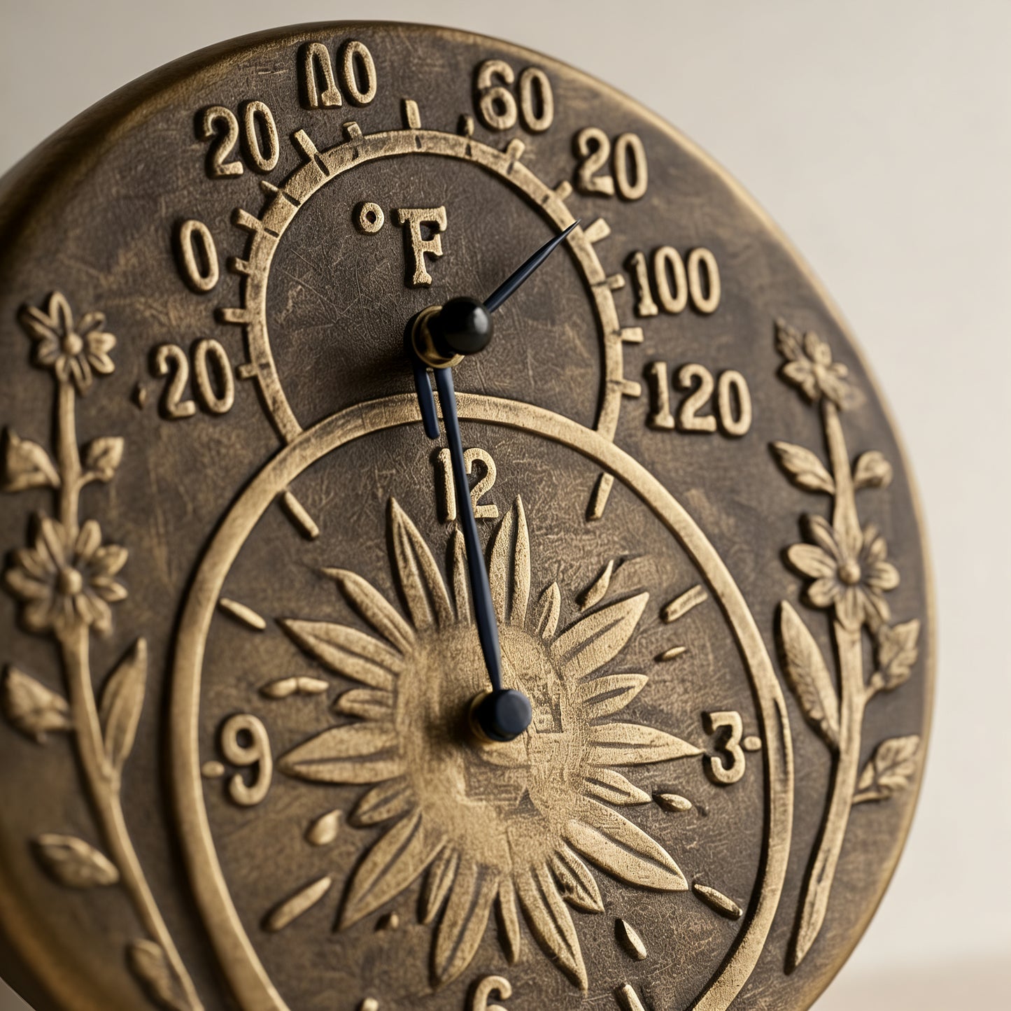 Poolmaster 52551 Indoor or Outdoor Terra-Cotta Clock and Thermometer, Antique Gold,Neutral,Medium - Yalz Store