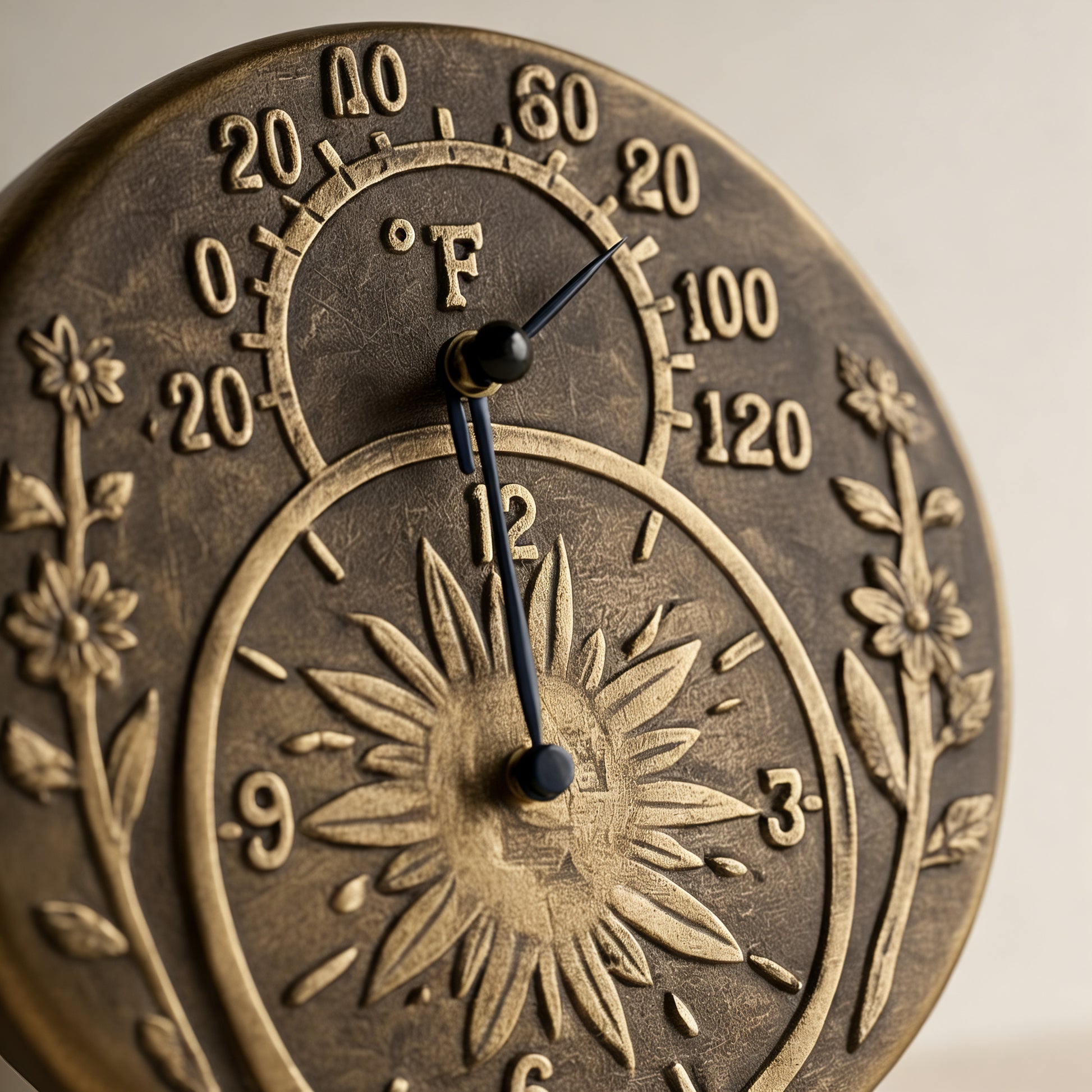 Poolmaster 52551 Indoor or Outdoor Terra-Cotta Clock and Thermometer, Antique Gold,Neutral,Medium - Yalz Store