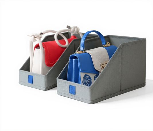 DIMJ Closet Organizers for Purses and Bag Storage, Small Storage Bins Foldable, Storage Baskets for Shelves, Wardrobe, Bedroom, Office - Fabric Cube Storage 4 Pack(Gray, 5.9 x 11.8 x 6.7 in) - Yalz Store