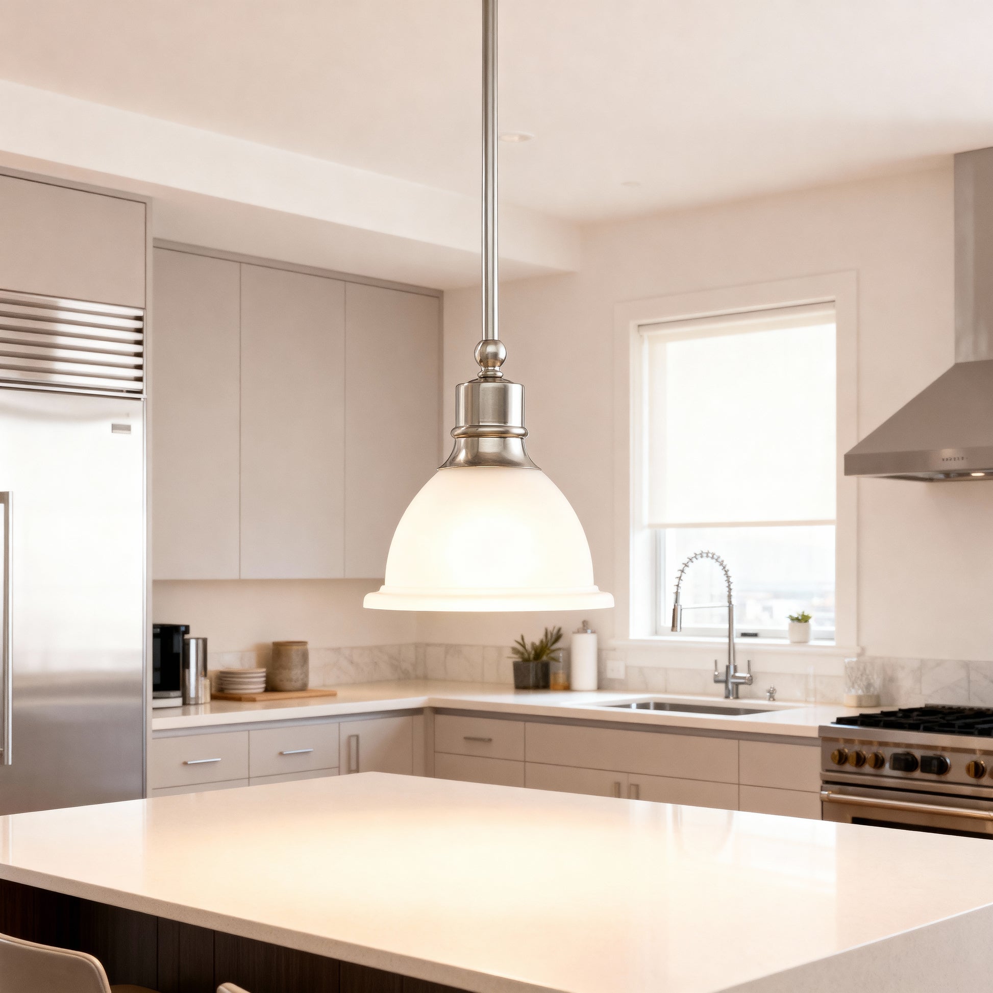 Progress Lighting P5078-09 Madison Pendants, 7-1/2-Inch Diameter x 8-Inch Height, Brushed Nickel - Yalz Store