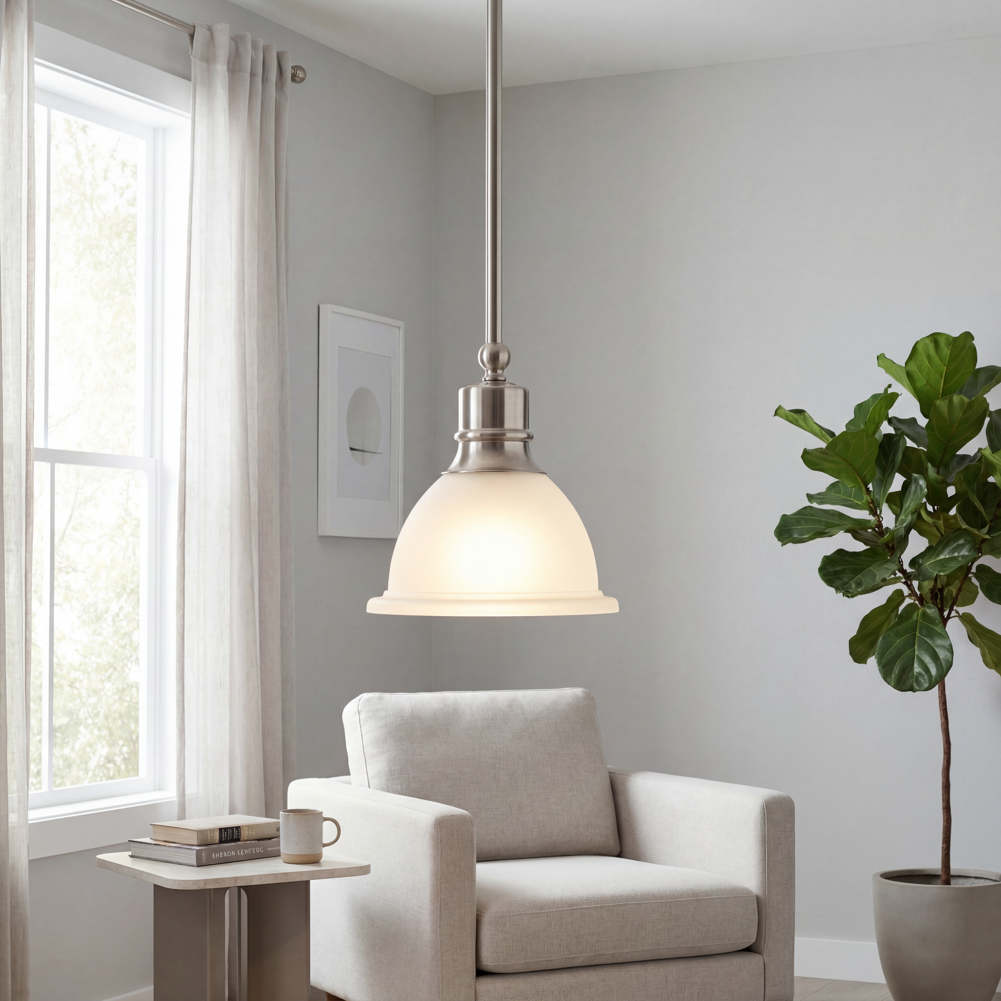 Progress Lighting P5078-09 Madison Pendants, 7-1/2-Inch Diameter x 8-Inch Height, Brushed Nickel - Yalz Store