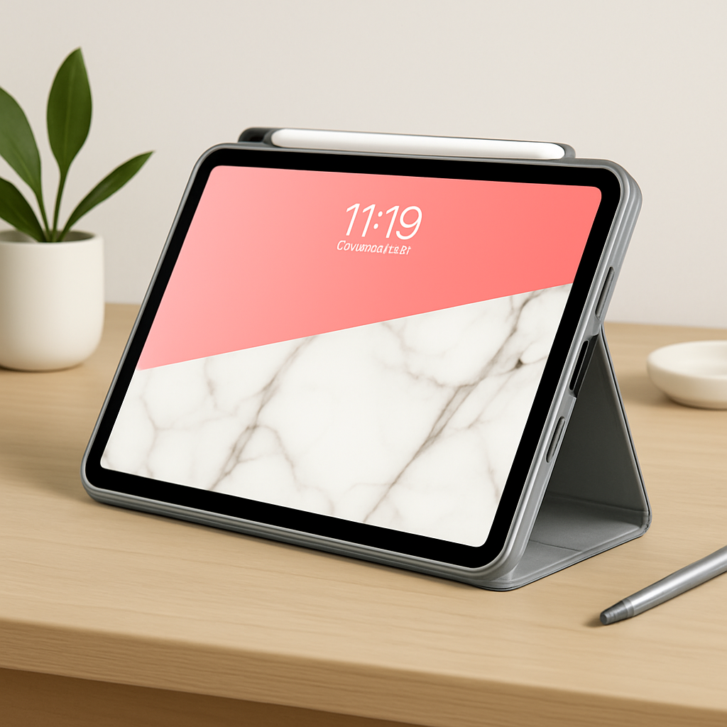 Slim Trifold iPad Pro 11 Inch Case (2024–2025) with Pencil Holder, Auto Sleep/Wake, Soft TPU Protective Cover – Marble Design - Yalz Store