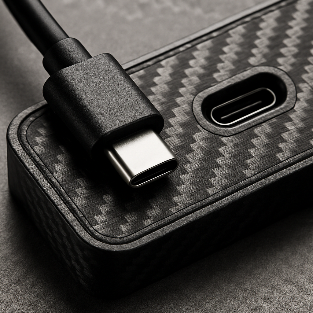 Dual USB-C Fast Charging Hub with Retractable Cables for Model 3/Y Center Console, 27W Car Charging Dock – Carbon Fiber - Yalz Store