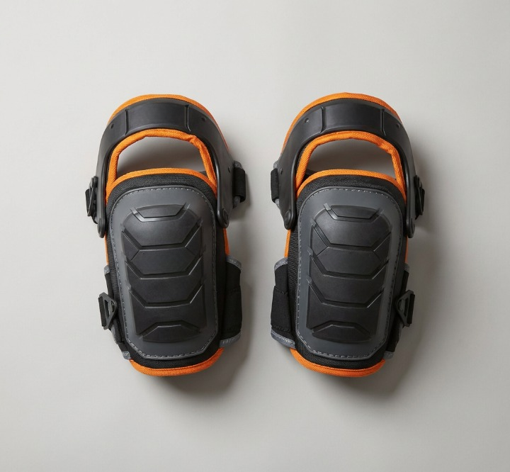 Klein Tools 60491 Hinged Knee Pads, Heavy Duty Gel Foam Protective Knee Pads with Quick-Fasten Buckle and Thigh Strap, Black