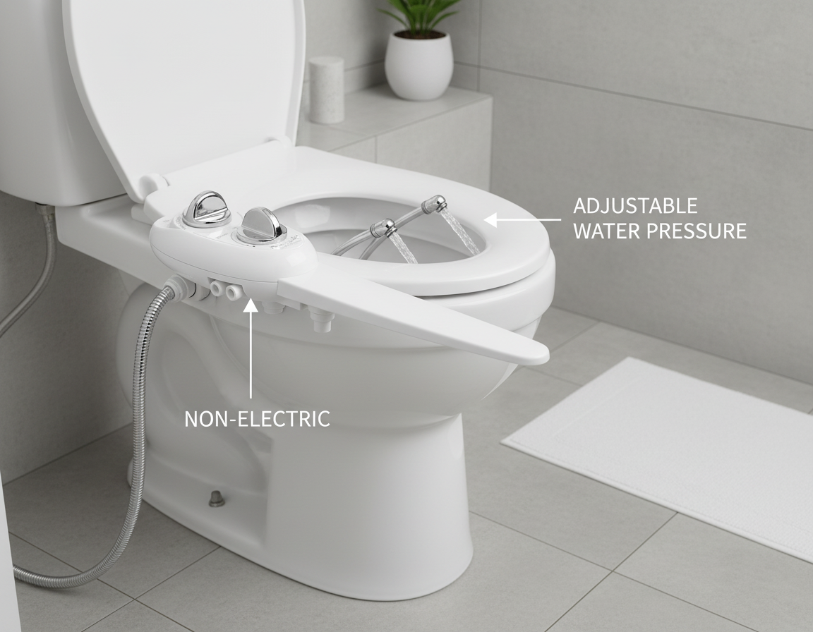 LUXE Bidet NEO 185 - Self-Cleaning, Dual Nozzle, Non-Electric Bidet Attachment for Toilet Seat, Adjustable Water Pressure, Rear and Feminine Wash (White) - Yalz Store