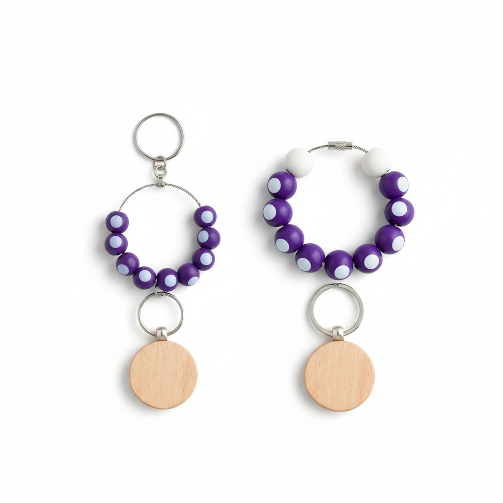 Billiard Charms for Bogg Bag, 2 Pcs Wooden Beads Sport Charms with Blank Wooden Keychain, Decorative Accessories Compatible with Beach Bag, Rubber Tote, Backpack - Yalz Store