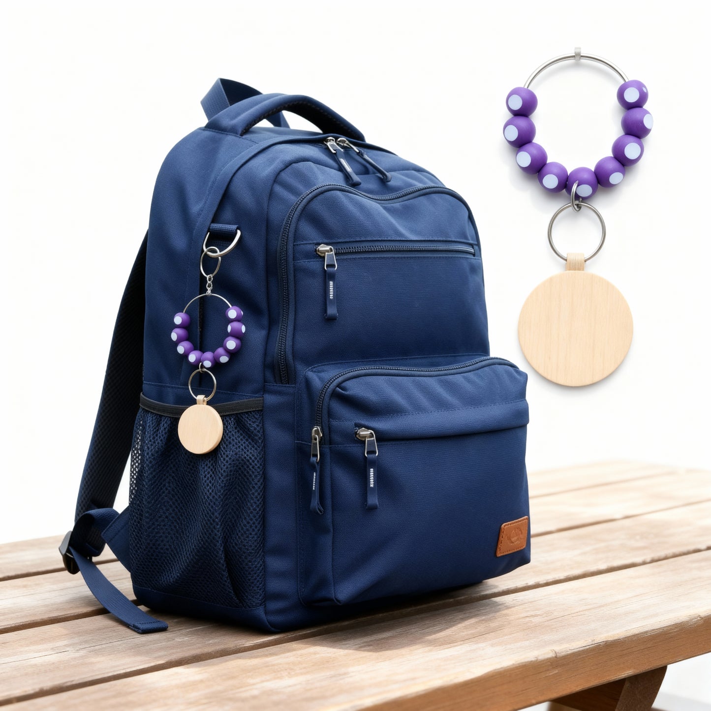 Billiard Charms for Bogg Bag, 2 Pcs Wooden Beads Sport Charms with Blank Wooden Keychain, Decorative Accessories Compatible with Beach Bag, Rubber Tote, Backpack - Yalz Store