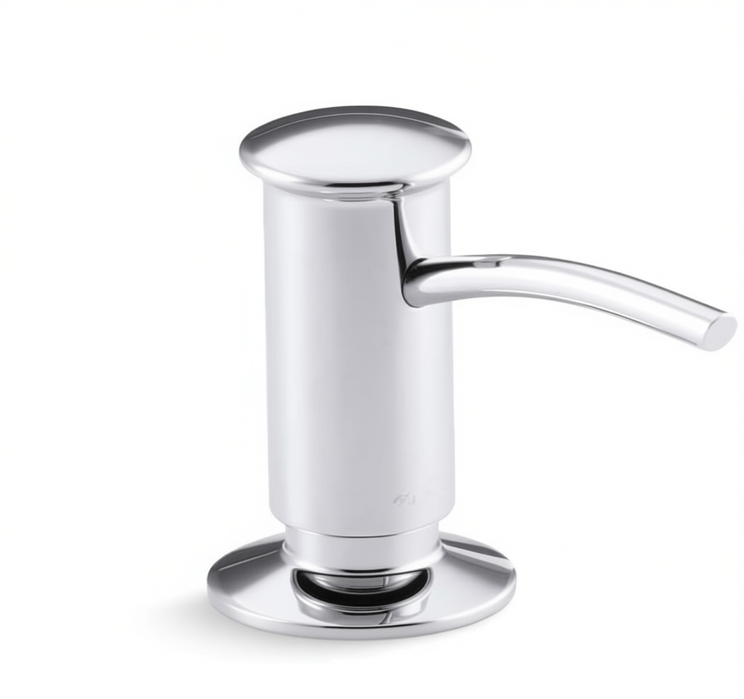 KOHLER 1895-C-CP Kitchen Sink Soap Dispenser with Contemporary Design, Store Liquid Soap, Dishwasher Liquid, or Hand Lotion, Polished Chrome, 16oz - Yalz Store