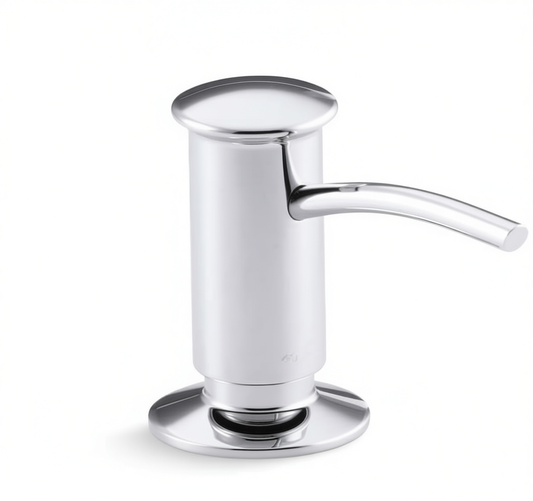 KOHLER 1895-C-CP Kitchen Sink Soap Dispenser with Contemporary Design, Store Liquid Soap, Dishwasher Liquid, or Hand Lotion, Polished Chrome, 16oz - Yalz Store