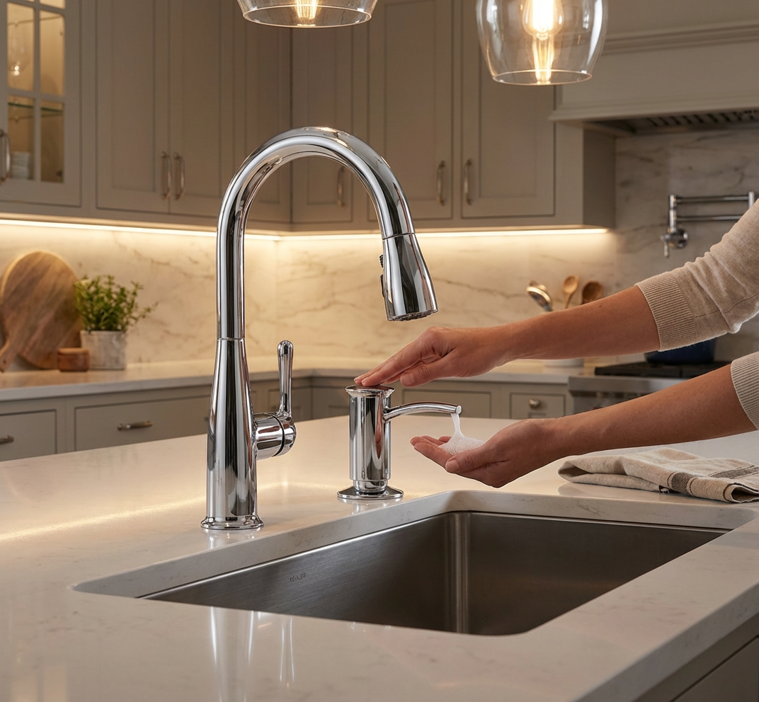 KOHLER 1895-C-CP Kitchen Sink Soap Dispenser with Contemporary Design, Store Liquid Soap, Dishwasher Liquid, or Hand Lotion, Polished Chrome, 16oz - Yalz Store