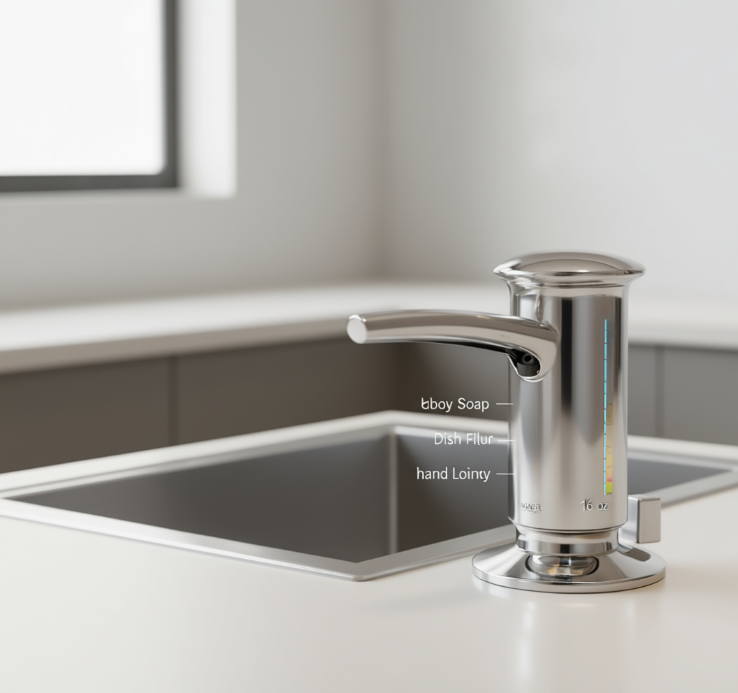 KOHLER 1895-C-CP Kitchen Sink Soap Dispenser with Contemporary Design, Store Liquid Soap, Dishwasher Liquid, or Hand Lotion, Polished Chrome, 16oz - Yalz Store