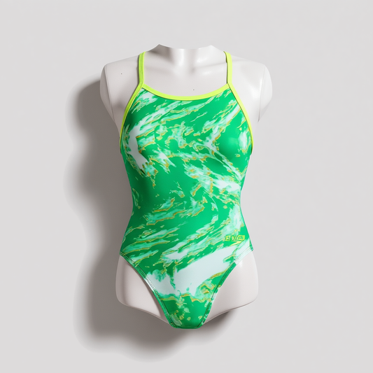 Speedo 800240932012/38 Cyclone Swirl Flyback 1Pc Team Bright Green 12/38 - Yalz Store