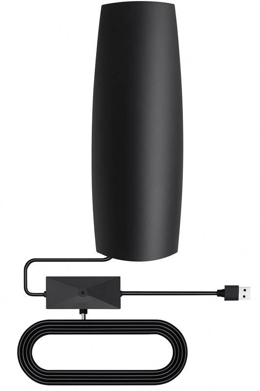 Ultra-Slim Curved HDTV Antenna with Signal Amplifier, Long-Range Indoor & Outdoor TV Antenna for Local Channels, 4K & 1080p Support, 33ft Coaxial Cable, Easy Installation - Yalz Store