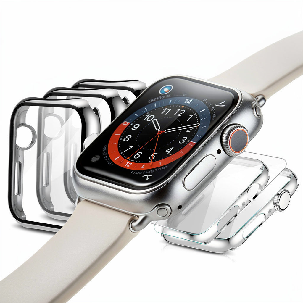 2 Pack Hard PC Case with Tempered Glass Screen Protector Compatible with Apple Watch Series 8/7 45mm – Scratch Resistant Full Protective Cover for iWatch, Clear - Yalz Store