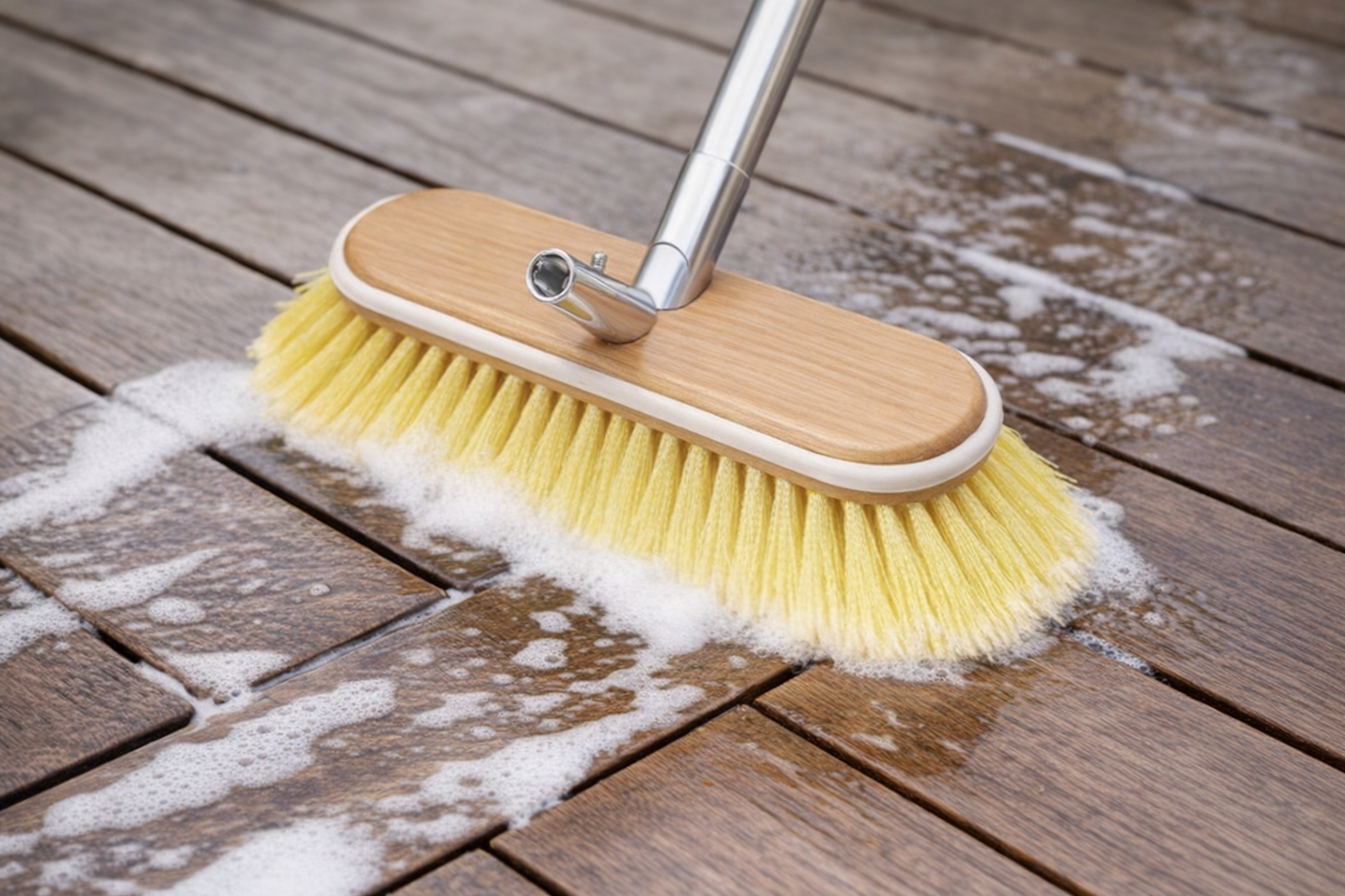 Deck Brush with Soft Yellow Polystyrene Bristles, 10 Inch Wide - Yalz Store