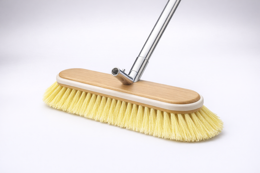 Deck Brush with Soft Yellow Polystyrene Bristles, 10 Inch Wide - Yalz Store