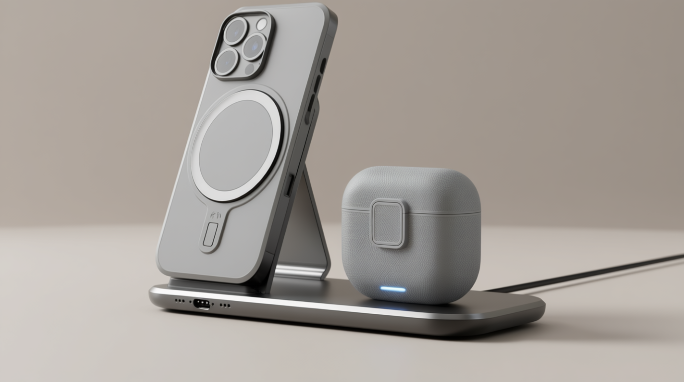 Compatible with AirPods 4th Generation Case – Magnetic Auto-Lock Charging Cover with Phone Stand and Cleaning Kit, Supports Active Noise Cancellation Model, Shockproof Protective Case - Yalz Store