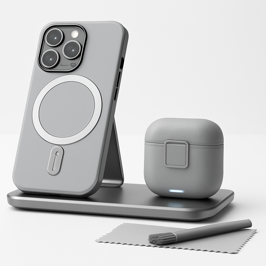 Compatible with AirPods 4th Generation Case – Magnetic Auto-Lock Charging Cover with Phone Stand and Cleaning Kit, Supports Active Noise Cancellation Model, Shockproof Protective Case - Yalz Store