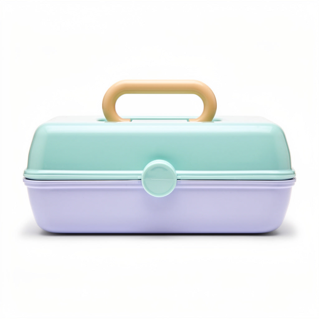 Cosmetic Organizer Box with 2 Swivel Trays, Mirror, Hard Plastic Storage Case, Travel Latch - Yalz Store