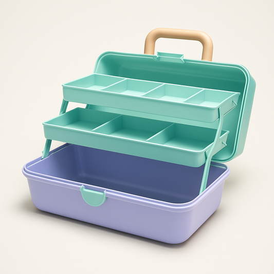 Cosmetic Organizer Box with 2 Swivel Trays, Mirror, Hard Plastic Storage Case, Travel Latch - Yalz Store