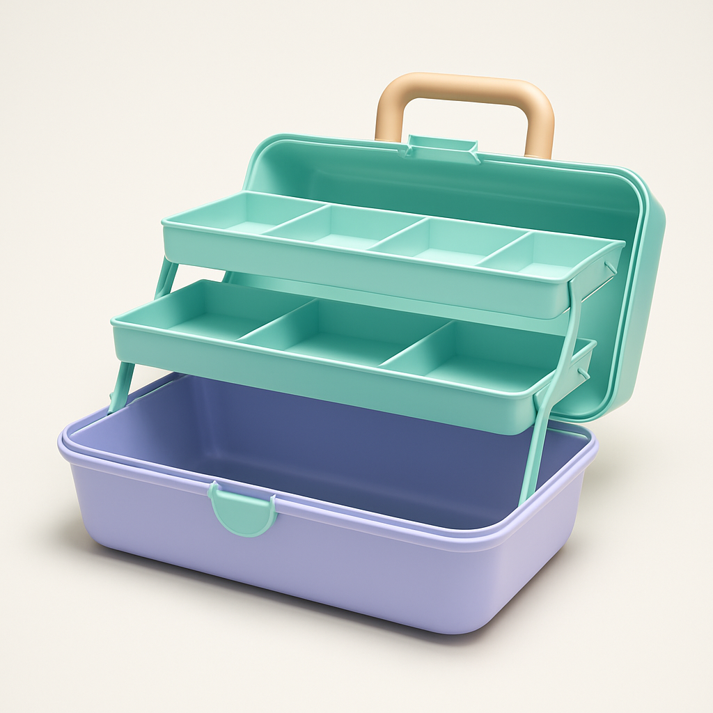 Cosmetic Organizer Box with 2 Swivel Trays, Mirror, Hard Plastic Storage Case, Travel Latch - Yalz Store