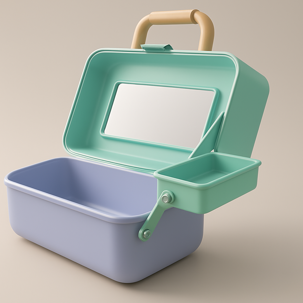 Cosmetic Organizer Box with 2 Swivel Trays, Mirror, Hard Plastic Storage Case, Travel Latch - Yalz Store