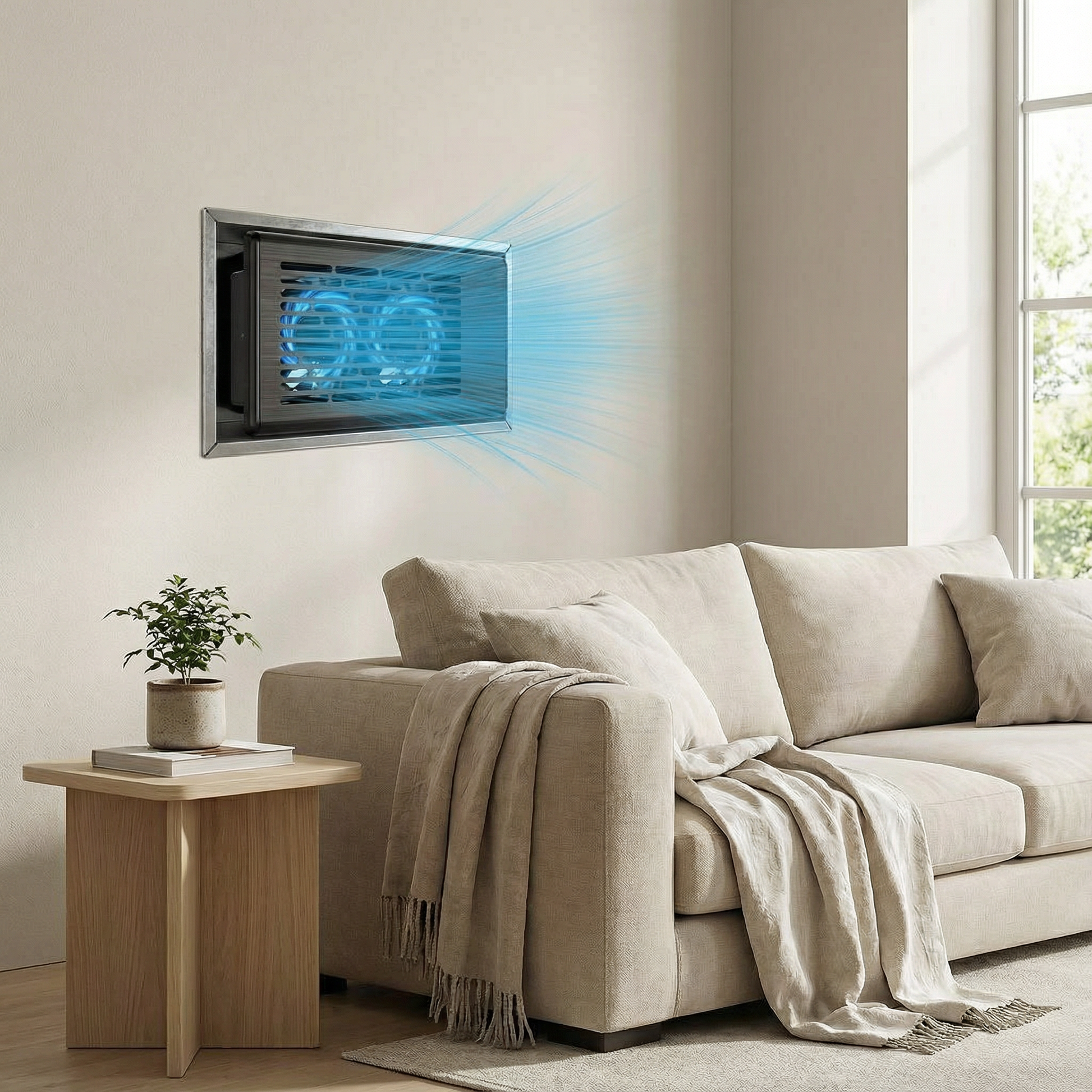 Quiet 4"x10" Air Vent Booster Fan with 10 Speeds, Remote Control, Thermostat, and Smart Temperature Sensor – Black - Yalz Store