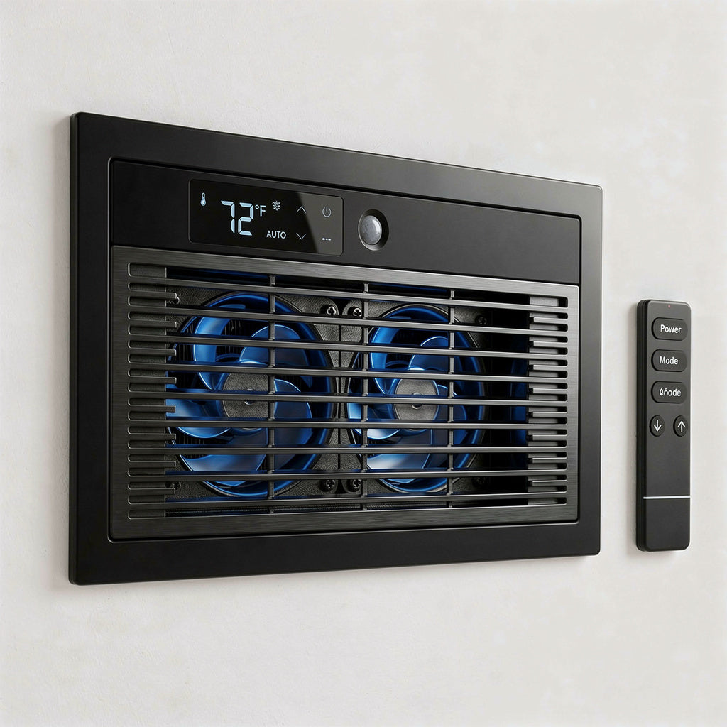 Quiet 4"x10" Air Vent Booster Fan with 10 Speeds, Remote Control, Thermostat, and Smart Temperature Sensor – Black - Yalz Store