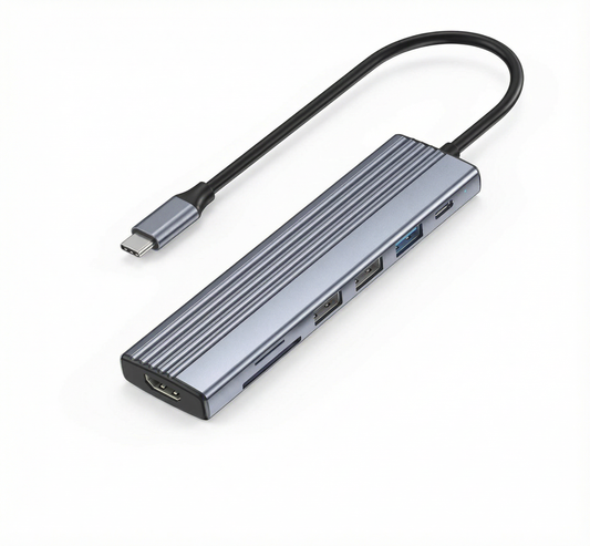 7-in-1 USB-C Hub Adapter with 4K HDMI, 100W PD Charging, 3 USB-A Ports, SD Card Reader – Compatible with Laptops, Tablets and Phones - Yalz Store