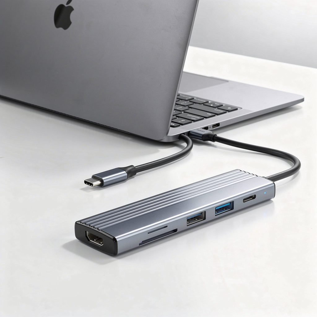 7-in-1 USB-C Hub Adapter with 4K HDMI, 100W PD Charging, 3 USB-A Ports, SD Card Reader – Compatible with Laptops, Tablets and Phones - Yalz Store