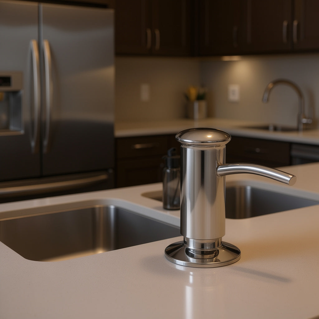 KOHLER 1895-C-CP Kitchen Sink Soap Dispenser with Contemporary Design, Store Liquid Soap, Dishwasher Liquid, or Hand Lotion, Polished Chrome, 16oz - Yalz Store