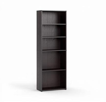 5 Shelf Dorm Bookcase Espresso Brown – Room Essentials Modern Bookshelf, Adjustable Shelves, Space-Saving Storage