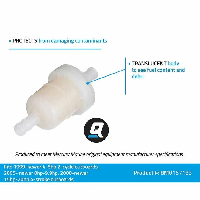 Quicksilver by Mercury Marine 16248 Inline Fuel Filter for Mercury and Mariner 2-Cycle and 4-Stroke Outboards