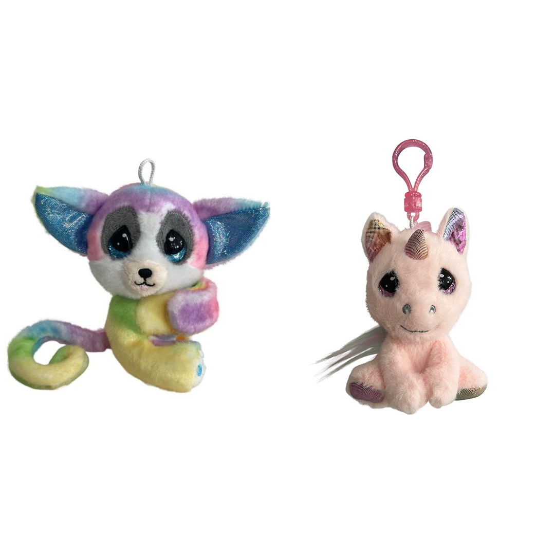 Cutie Pet-tudies Collection: Mila Bush Baby, Stretch Giraffe Plush & Dollibu Pink Unicorn Plush Keychain